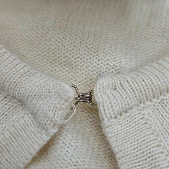 Sweet Charmers Ivory Cropped Cardigan Pearl Embellished Neckline Long Sleeves Wo - Picture 8 of 14